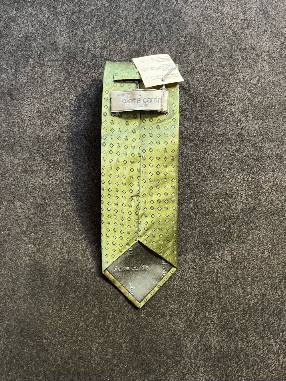 Pierre Cardin Green Silk Tie with Micro Geometric Print - Picture 2 of 4
